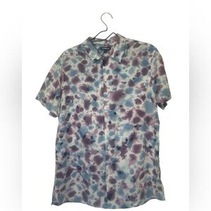 Express Men’s Short Sleeve  Medium 100% EcoVero Viscose Tie Dye Watercolor Print